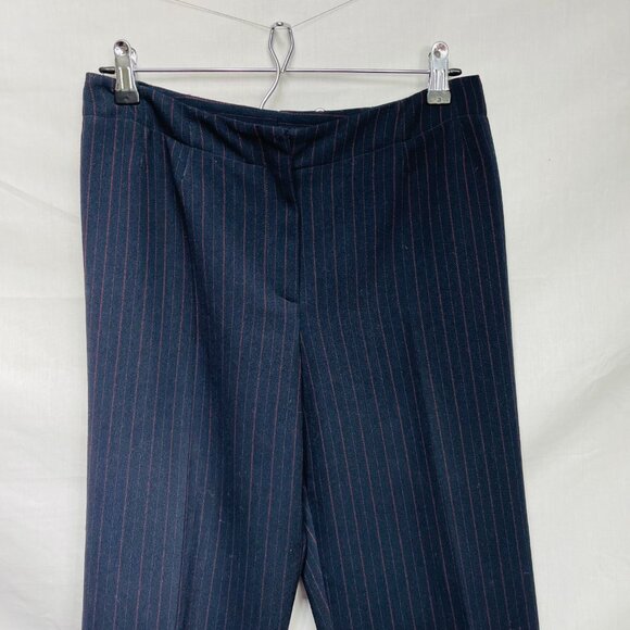 Harvé Benard by Bernard Holtzman Women's Navy and Red Pinstripe Pants Size 8 - Picture 2 of 10